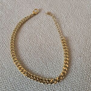 Gold Tone Curb Chain Bracelet Adjustable Lobster Clasp